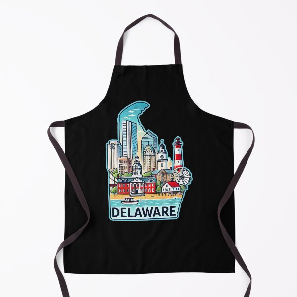Item preview, Delaware State Map USA Skyline and Landmarks Illustration- travel souvenir art designed and sold by Unitepeople.