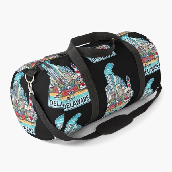 Item preview, Delaware State Map USA Skyline and Landmarks Illustration- travel souvenir art designed and sold by Unitepeople.