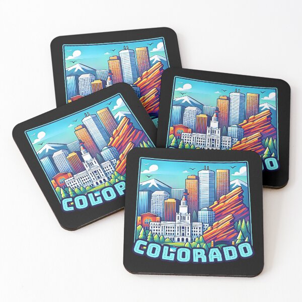 Artikelvorschau, Colorado State Map USA Skyline und Sehenswürdigkeiten Illustration - Reise-Souvenir-Kunst entworfen und verkauft von Unitepeople.