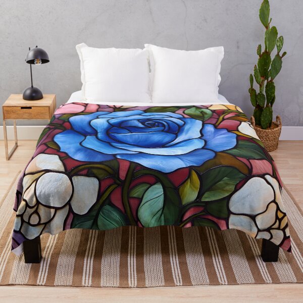 Item preview, Elegant Blue Rose with Delicate Flowers in Stained Glass designed and sold by mebraart.