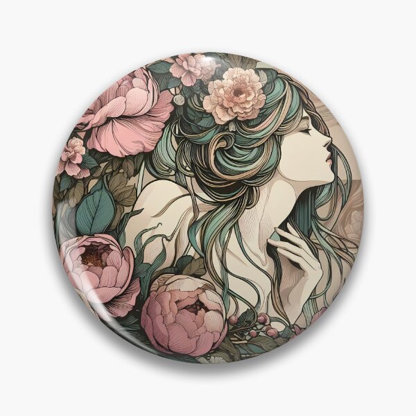 Item preview, Portret in flowers in Art Nouveau style designed and sold by by-ko-design.