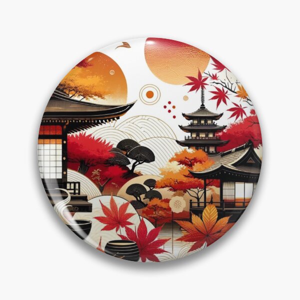 Item preview, Japanese autumn with temples designed and sold by saqui-com.