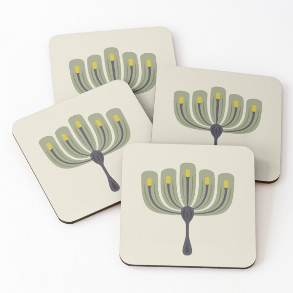 Item preview, KF 0290 D - Vintage Retro 70s Floral Pattern in Green Gray Yellow designed and sold by KhakiFinch.