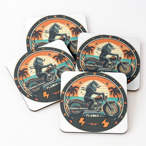 Item preview, summer fire wolf bikern with flames designed and sold by Expressions-Sel.