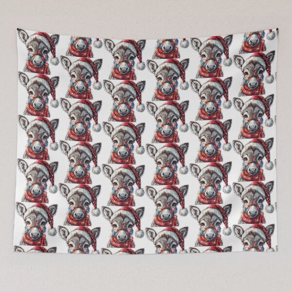 Item preview, Hyper Realistic Donkey with Christmas Lights, Santa Hat, and Scarf designed and sold by tjnextgen99.