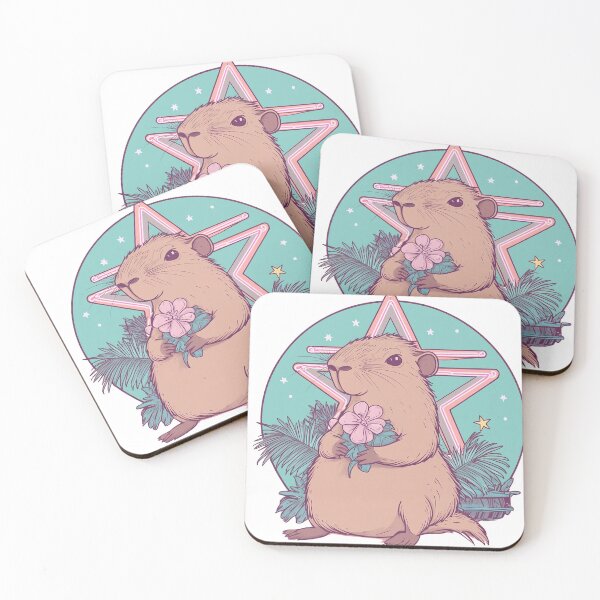 Item preview, capybara  on star in 80's sticker designed and sold by pencil-art98.