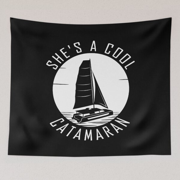 Item preview, She's a Cool Catamaran Nautical Aesthetic Logo designed and sold by WallabyWorks.