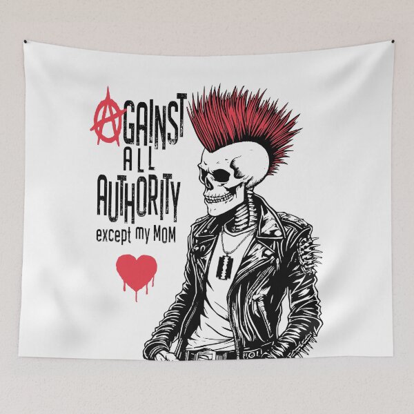 Item preview, Against All Authority Except My Mom Funny Punk Rock Skeleton designed and sold by GrandeDuc.