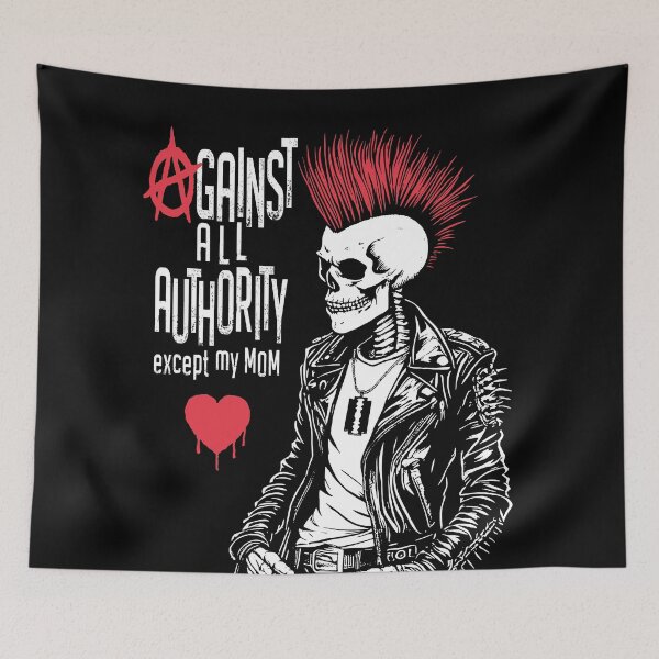 Item preview, Against All Authority Except My Mom Funny Punk Rock Skeleton designed and sold by GrandeDuc.