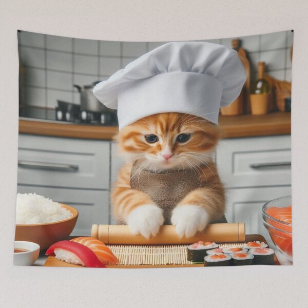 Item preview, Sushi Master Cat | Sushi Chef Cat - Fun Cooking with Sushi and Kitten designed and sold by tuschollos.