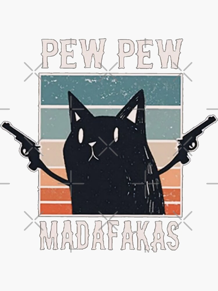 Thumbnail 3 of 3, Sticker, Crazy Pewpew Cat designed and sold by Coollzone.