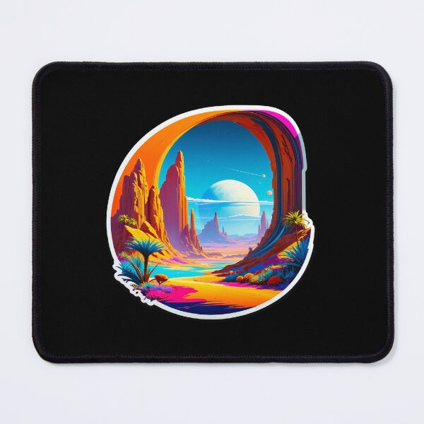 Item preview, Vibrant Alien Desert with Mountains and River designed and sold by artwaves.