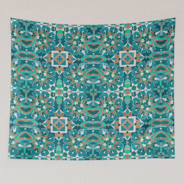 Item preview, Kaleidoscope : Moroccan Zellige Tile : Blue + Turquoise designed and sold by TRVLR Designs.