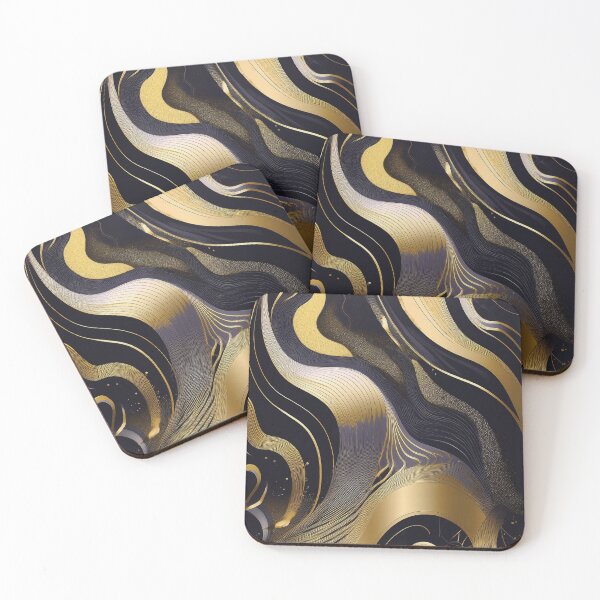 Item preview, Liquid gold, Masculine art, golden, gold and black, intersecting lines, classy, luxurious, fluid 2 designed and sold by navitalidesign.