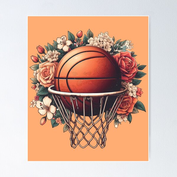 Item preview, Vintage Basketball Hoop Flowers Lover Basketball Fan Floral -  designed and sold by PurpleLoveStore.