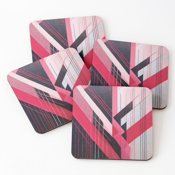 Item preview, ABSTRACT linework, Masculine art, black, white and red, intersecting shapes and lines, classy, luxurious, triangle, diamond  designed and sold by navitalidesign.