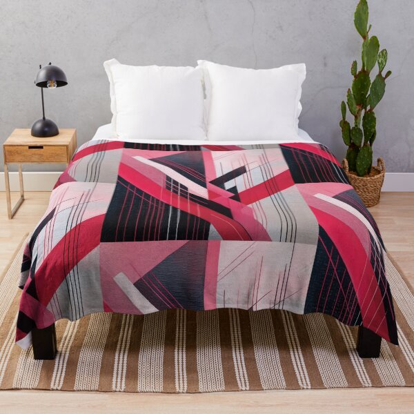 Item preview, ABSTRACT linework, Masculine art, black, white and red, intersecting shapes and lines, classy, luxurious, triangle, diamond  designed and sold by navitalidesign.