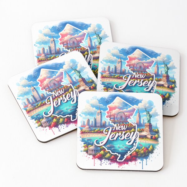 Item preview, Mapa de viajes retro de la colección de acuarelas de los estados de EE. UU. – Nueva Jersey – ¡Camisetas, tazas, calcomanías y más! designed and sold by artedigital99.