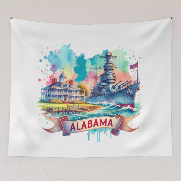 Item preview, Retro Travel Map of US States Watercolor Collection – Alabama - T-Shirts, Mugs, Stickers & More! designed and sold by artedigital99.