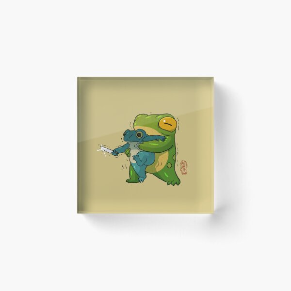Item preview, cute stabby frog being held back let it go bro artwork asian style designed and sold by DingHuArt.