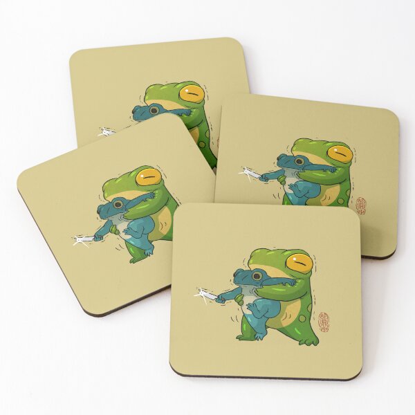 Item preview, cute stabby frog being held back let it go bro artwork asian style designed and sold by DingHuArt.