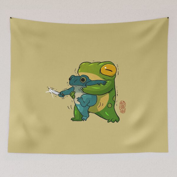 Item preview, cute stabby frog being held back let it go bro artwork asian style designed and sold by DingHuArt.