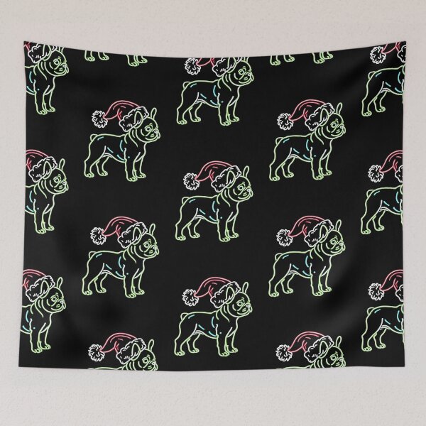 Item preview, French Bulldog Neon Christmas T-Shirt - Festive Frenchie Holiday Tee designed and sold by BlankCanvasHaHa.