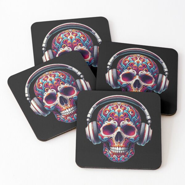 Item preview, Skull with Headphones 9 designed and sold by LaNadaYFundante.
