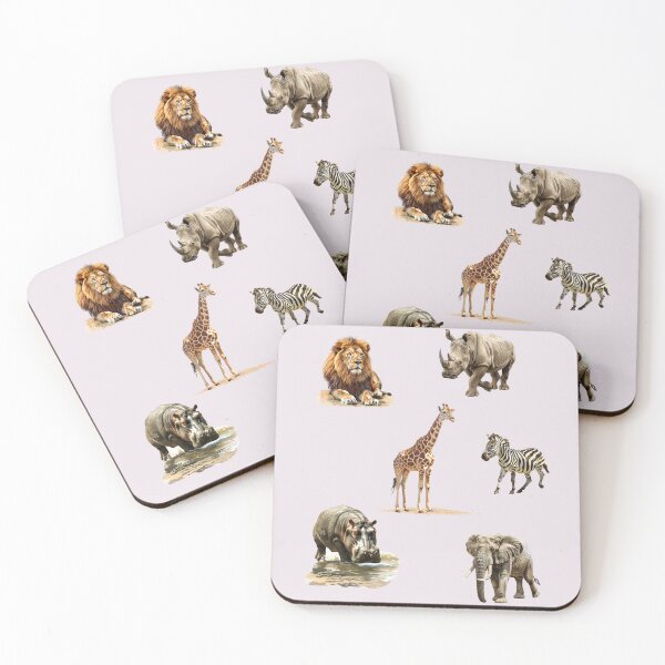 Artikelvorschau, Safari Wilde Tiere, Löwe, Nashorn, Nilpferd, Giraffe, Elefant, Zebra, Bündel, Stickerpaket, Wilde Pfade, Natur entworfen und verkauft von WildPaths.