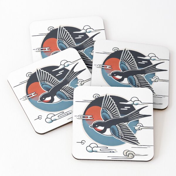 Item preview, Tattoo Style Sparrow with Sunset and Clouds designed and sold by ROUTINE83.