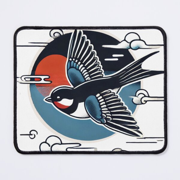 Item preview, Tattoo Style Sparrow with Sunset and Clouds designed and sold by ROUTINE83.