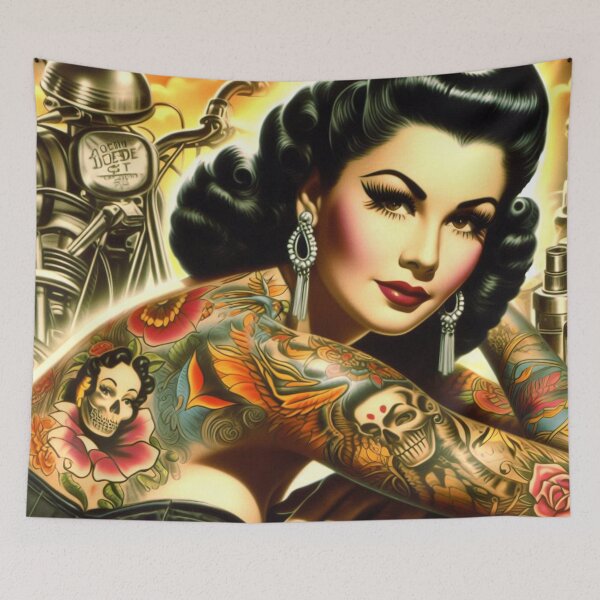 Item preview, Old School Tattooed Pin-up designed and sold by PulpVintage.