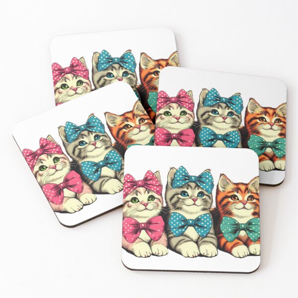 Item preview,  vintage cute kittens with colorful ribbons  designed and sold by Expressions-Sel.
