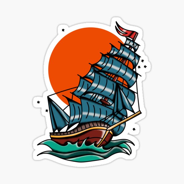 Item preview, Tall Ship American Traditional Tattoo designed and sold by AnarchyDowns.