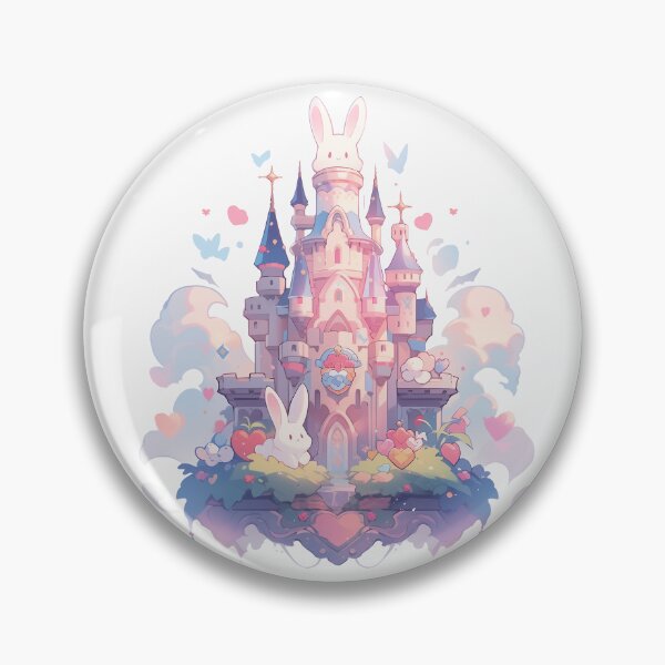 Item preview, Magical dreamy pink castle with the bunny in the clouds designed and sold by WoollenLlama.
