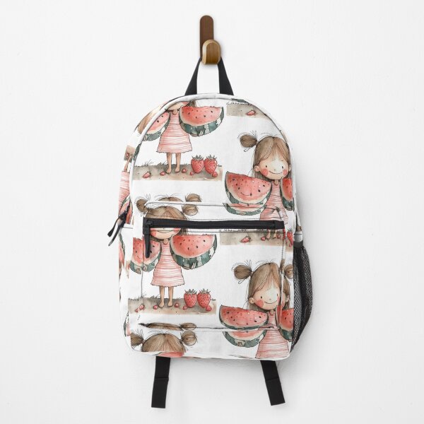 Item preview, Cute Girl with Watermelon Slices Illustration designed and sold by WIKKI-White.