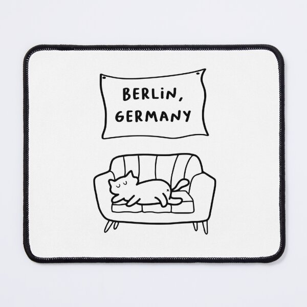 Item preview, Berlin, Germany | A Cute Cat Sleeping Peacefully on a Cozy Couch Illustration designed and sold by RM-Journey.