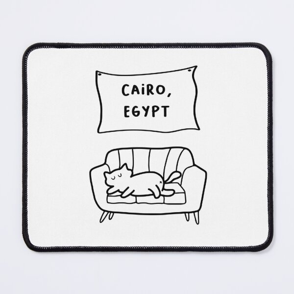Item preview, Cairo, Egypt | A Cute Cat Sleeping Peacefully on a Cozy Couch Illustration designed and sold by RM-Journey.