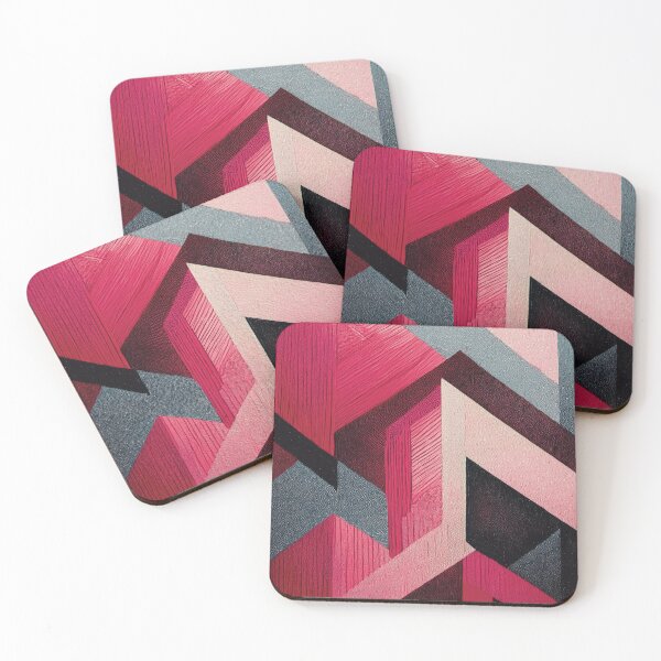 Item preview, Modern ABSTRACT linework, line art, black, grey and red, intersecting shapes and lines, classy, luxurious, triangle designed and sold by navitalidesign.
