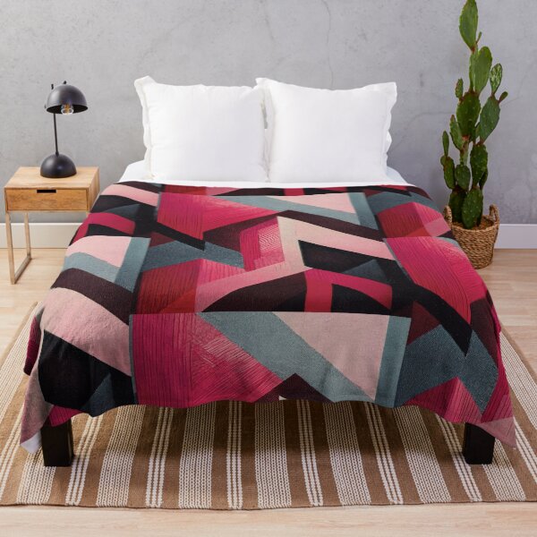 Item preview, Modern ABSTRACT linework, line art, black, grey and red, intersecting shapes and lines, classy, luxurious, triangle designed and sold by navitalidesign.