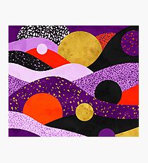 Terrazzo galaxy purple orange gold Photographic Print