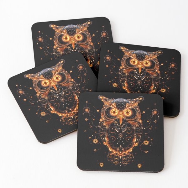Item preview, Neon Spirograph Steampunk Owl designed and sold by AI-Only Creations.