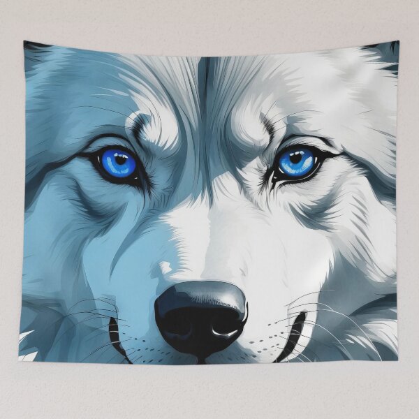 Item preview, Ethereal Lupine The Enigmatic Blue-Eyed Guardian designed and sold by ArtComixHaven.