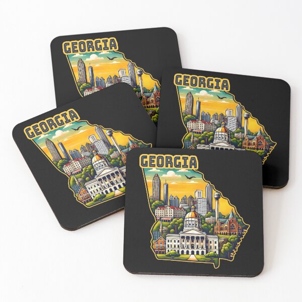 Artikelvorschau, Georgia State Map USA Skyline und Sehenswürdigkeiten Illustration - Reise-Souvenir-Kunst entworfen und verkauft von Unitepeople.