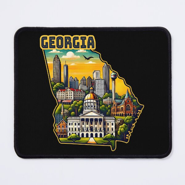 Item preview, Georgia State Map USA Skyline and Landmarks Illustration- travel souvenir art designed and sold by Unitepeople.