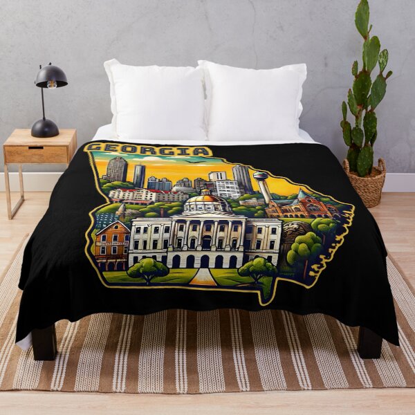 Artikelvorschau, Georgia State Map USA Skyline und Sehenswürdigkeiten Illustration - Reise-Souvenir-Kunst entworfen und verkauft von Unitepeople.