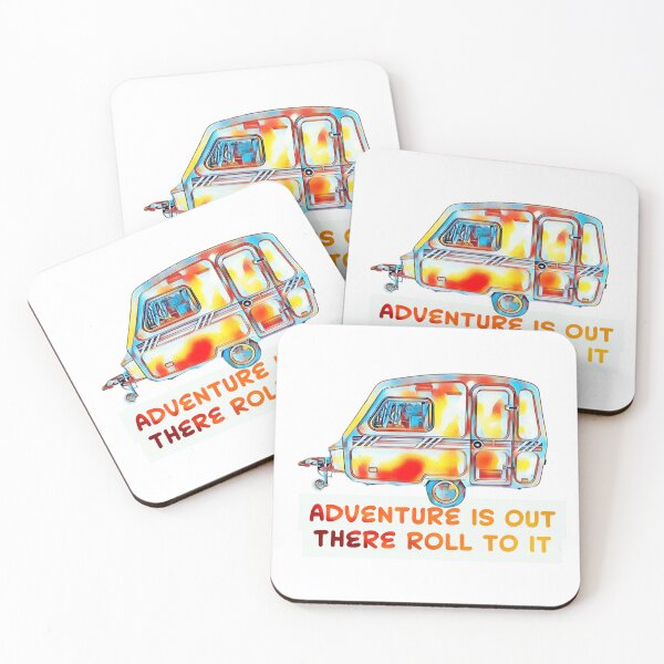 Item preview, Adventure is out there roll to it multi coloured caravan designed and sold by BeccaAelishe.