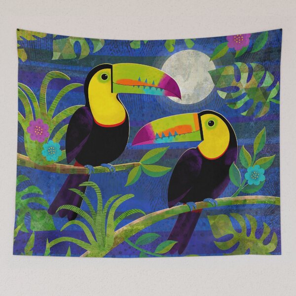 Item preview, Moonlit Toucans - tropical illustration by Cecca Designs designed and sold by Cecca-Designs.