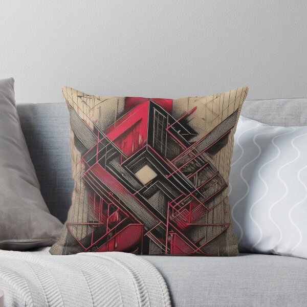 Item preview, Modern ABSTRACT linework, line art, black,and red, intersecting shapes and lines, classy, luxurious, architecture  designed and sold by navitalidesign.