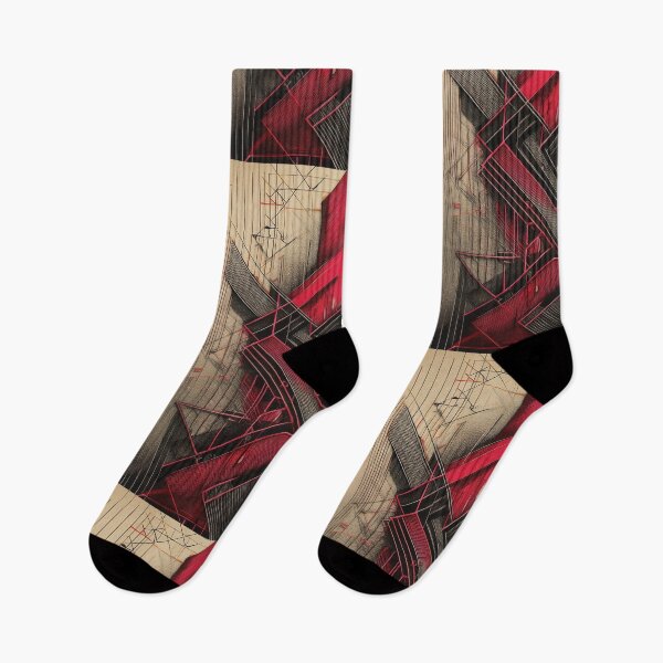 Item preview, Modern ABSTRACT linework, line art, black,and red, intersecting shapes and lines, classy, luxurious, architecture  designed and sold by navitalidesign.